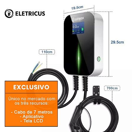 Carregador Para Carro Elétrico Com Aplicativo E Cabo De 7 M.