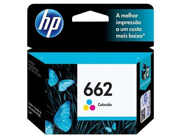 Cartucho Original HP 662 Colorido (CZ104AB) Para HP DeskJet 2516, 3516, 3546, 2546, 1516, 4646, 2646