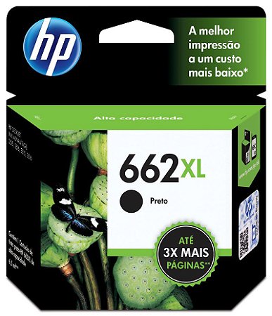 Cartucho Original de Tinta HP 662XL Preto - CZ105AB 2546 2646 3516