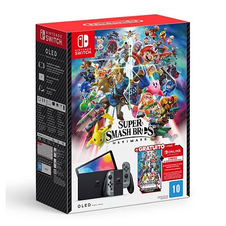 Console Nintendo Switch OLED 64GB Super Smash Bros Ultimate Player Games Voce no Proximo Jogo
