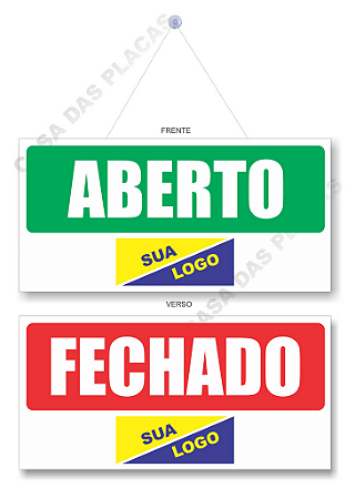 Placa Aberto E Fechado Personalizada Com Cordão E Ventosa Pvc