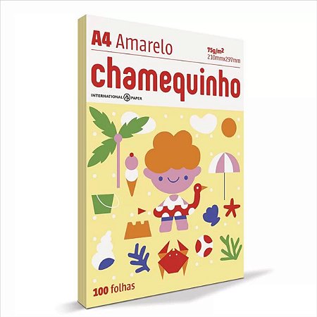 Papel Chamequinho 100F A4 75G Amarelo