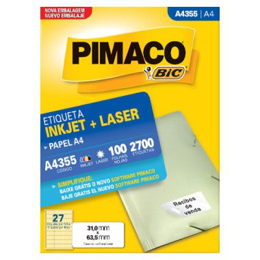 Etiqueta Pimaco A4 A4355 (27 Etiquetas P/Folha) C/100 UND