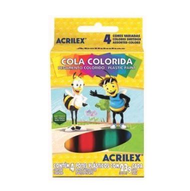 Cola Colorida Acrilex C/4 Cores 23G