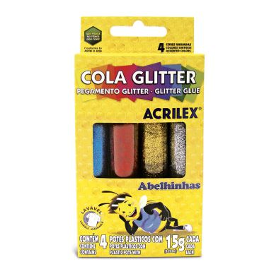 Cola Glíter Acrilex 4 Cores 15G