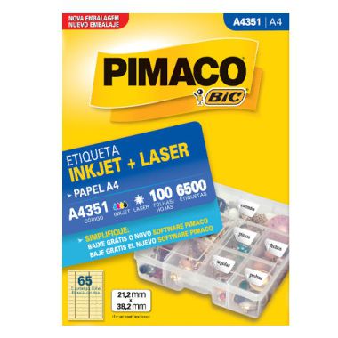 Etiqueta Pimaco A4 A4351 (65 Etiquetas P/Folha) C/100 UND