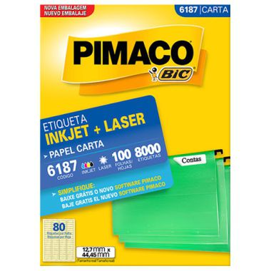 Etiqueta Pimaco Carta 6187 (80 Etiquetas P/Folha) C/100 UND