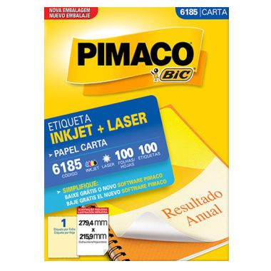 Etiqueta Pimaco Carta 6185 (1 Etiqueta P/Folha) C/100 UND