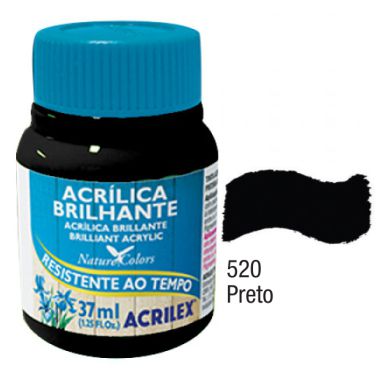 Tinta Acrílica Brilhante Acrilex 37ML Preto 520