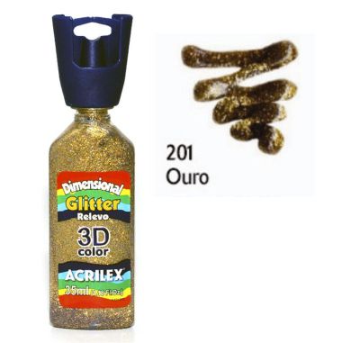 Tinta Dimensional Glitter Acrilex 35ML Ouro 201