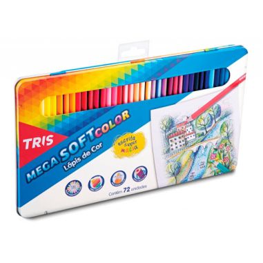 Lápis De Cor Tris Mega Soft Color Lata C/72 Cores