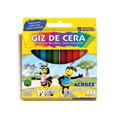 Giz De Cera Acrilex Fino C/12 Cores