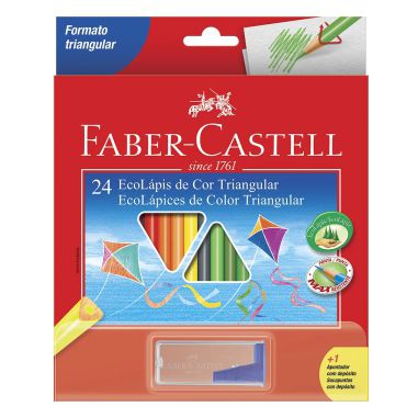 Lápis De Cor Faber Castell C/24 Cores Triangular + Apontador