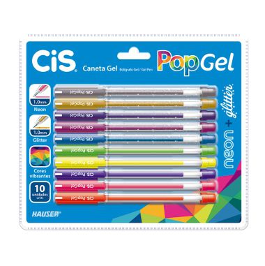 Caneta Gel CiS Pop Gel Glitter + Neon 1.0mm C/10 Cores