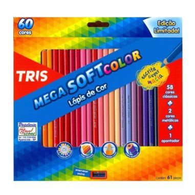 LÁPIS DE COR TRIS 12 CORES MEGA SOFT COLOR LATA