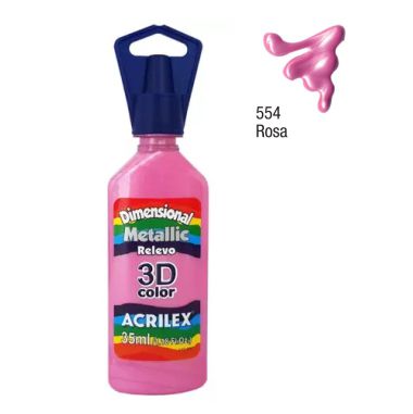 Tinta Dimensional Metálica Acrilex 35ML Rosa 554