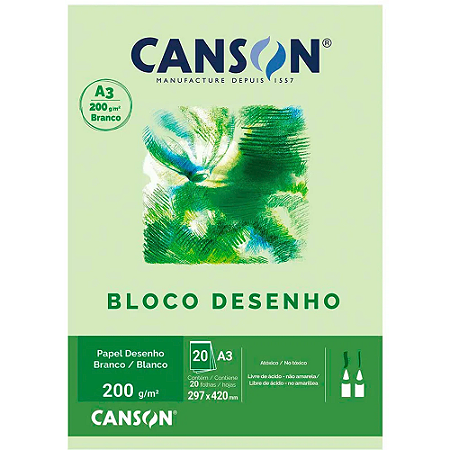 BLOCO DESENHO A3 BRANCO CANSON 200G