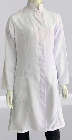 JALECO FEMININO GOLA PADRE MANGA LONGA - BRANCO