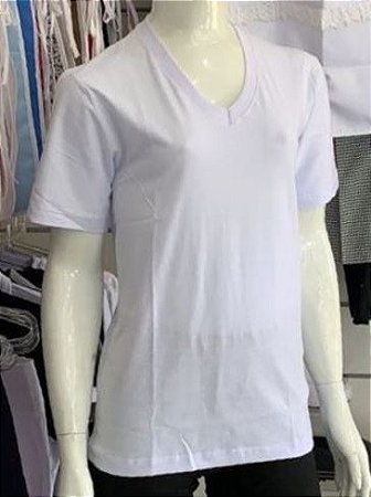 CAMISETA FEMININA DECOTE V - BRANCA