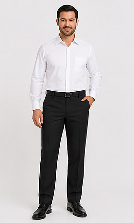 Calça Social Masculina com Elastano – Preto e Marinho | ELI Uniformes