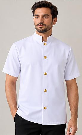 Jaleco de Mordomo Masculino Manga Curta com Botões Metálicos | ELI Uniformes