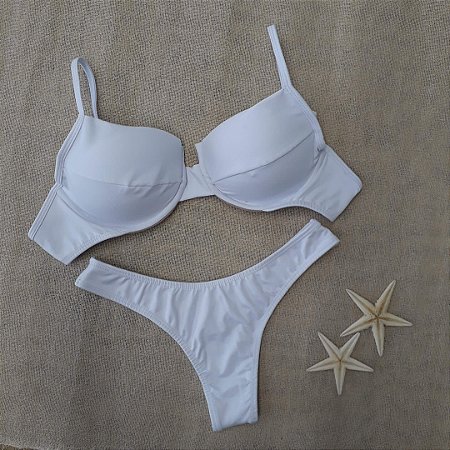 Biquíni Aro Meia Taça Asa delta -Branco