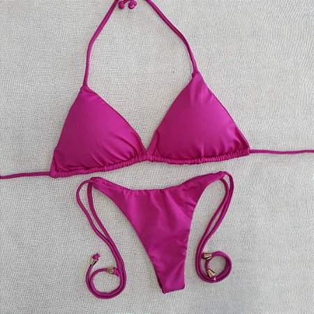 Biquíni Cortininha embutido Lacinho - Fucsia