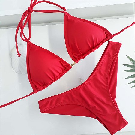 Biquíni Cortininha Fio Duplo - Vermelho