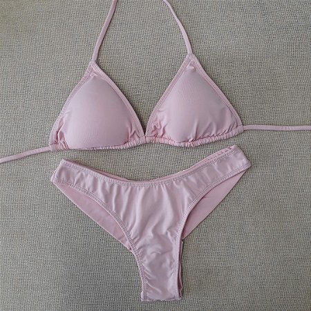 Biquíni Cortininha Fio Duplo - Rosa bebê