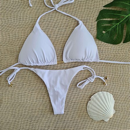 Biquíni Cortininha embutido Lacinho - Branco