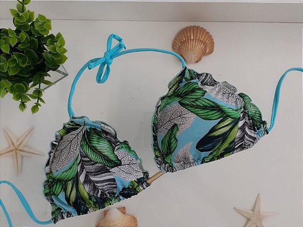 Top Biquíni Ripple Frufru com Bojo Removível - Estampado - M