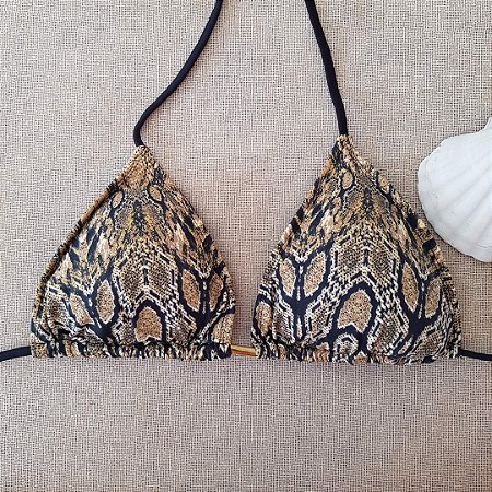 Top de Biquíni Cortininha com Bojo Removível - Cobra - M