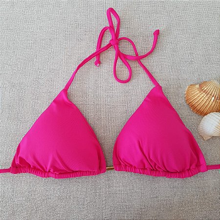 Top de Biquíni Cortininha com Bojo Removível - Pink - M