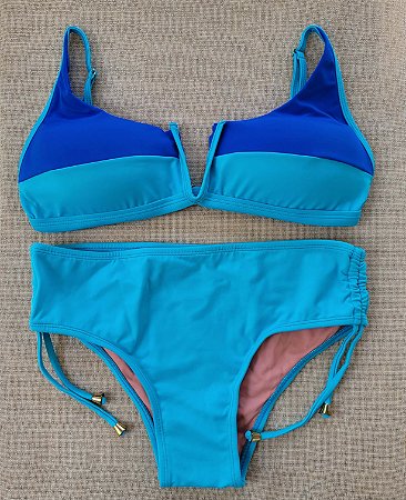 Biquíni Aro V Aças de Regulagem Calcinha Sunquini - Azul - GG