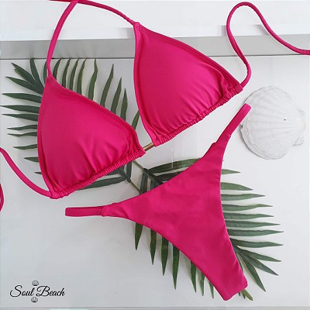 Biquíni Cortininha Calcinha Fita - Pink