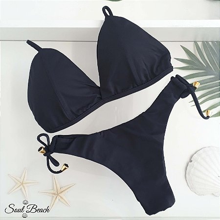 Biquíni Retrô 2 Tiras - Preto