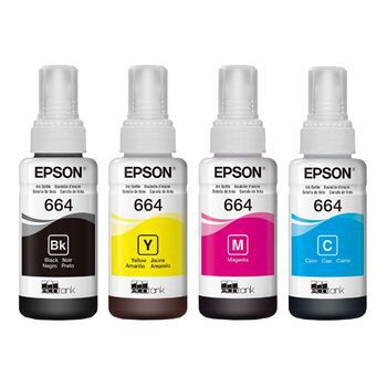 kit 4 tintas Epson T664 (preta, amarela, cyan e magenta)