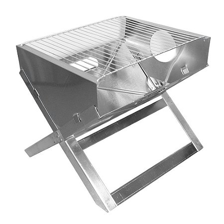 Churrasqueira Portátil Dobrável 40cm Inox Grelha Aramada