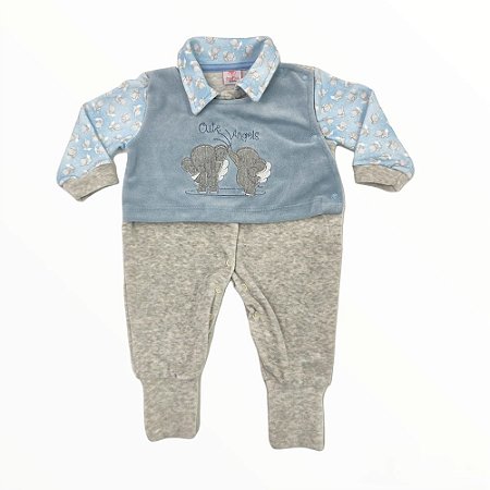 Macacão Plush Luxo Otolina Elefante Azul