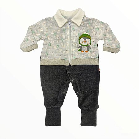 Macacão Plush Luxo Otolina Pinguim Cinza