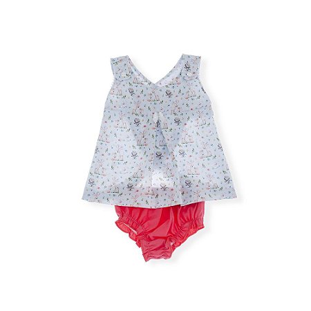 Conjunto de Bebê Menina Otolina Vestido C/ Calcinha Raposa