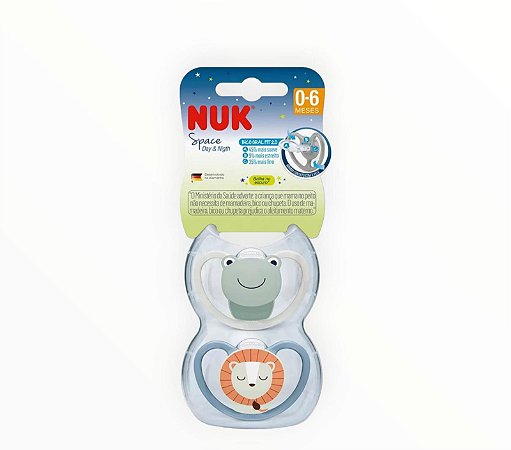 Kit 2 Chupetas Nuk Space Boy 0 Á 6 Meses Bichinhos