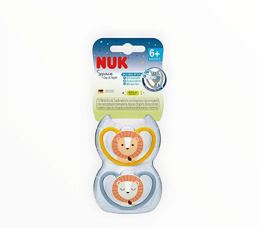 Kit 2 Chupetas Nuk Space Boy 6+ Meses Leãozinho
