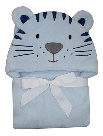 Manta Cobertor Com Capuz Camesa Tigre Azul