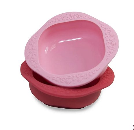 Kit 2 tigelas Silicone Marcus & Marcus Rosa e Vermelho