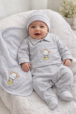 Saída Maternidade Suedine Otolina My Baby Mescla Girafinha