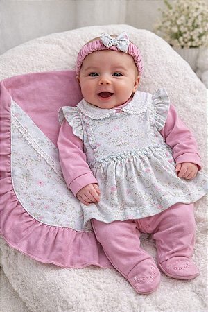 Saída Maternidade Suedine Otolina My Baby Rosa Chiclete