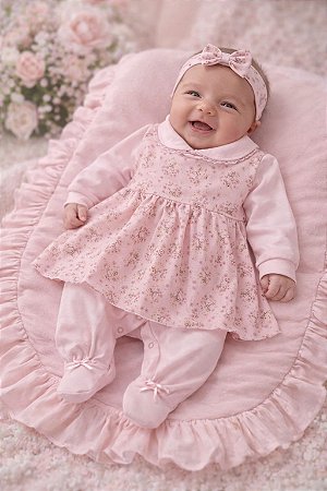 Saída Maternidade Suedine Otolina My Baby Rosa BB