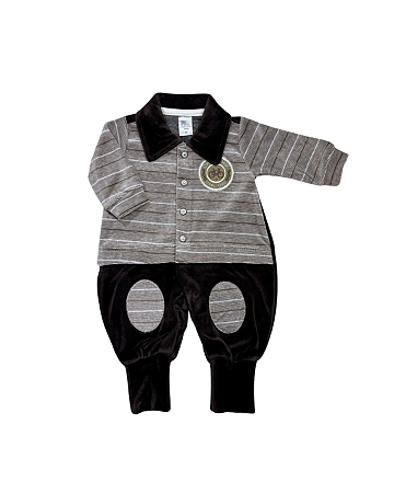 Macacão Plush Bordado Chik Chik Marrom