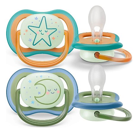 Chupeta Ultra Air Dupla Night 18M+ Decorada Philips Avent